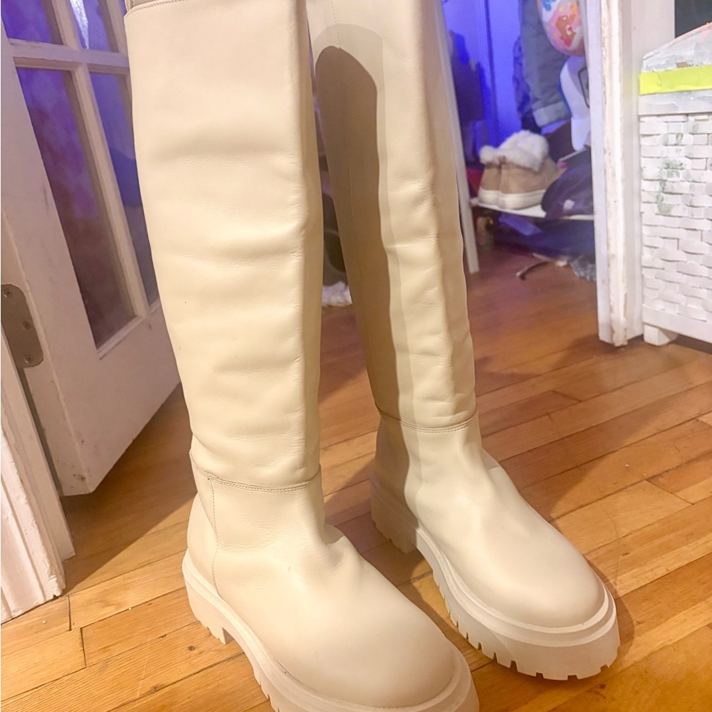 & Other Stories Off-White Below the Knee Boots